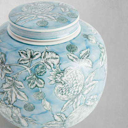 Blue hand-painted porcelain lidded jar - stylish home accent (Image4).