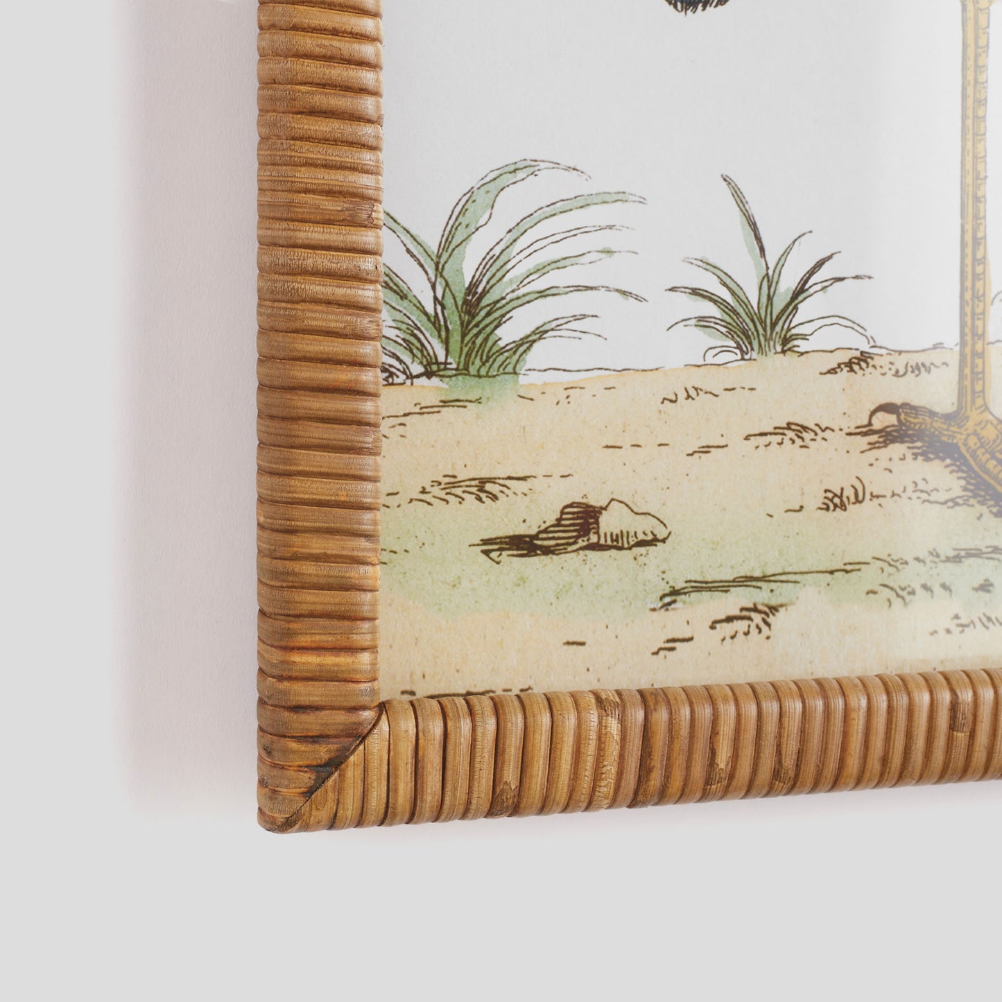 Blue heron wall art rattan frame (set of 2) - stylish home accent (Image2).