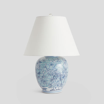 Blue white hand-painted chinoiserie porcelain lamp - stylish home accent (Image1).