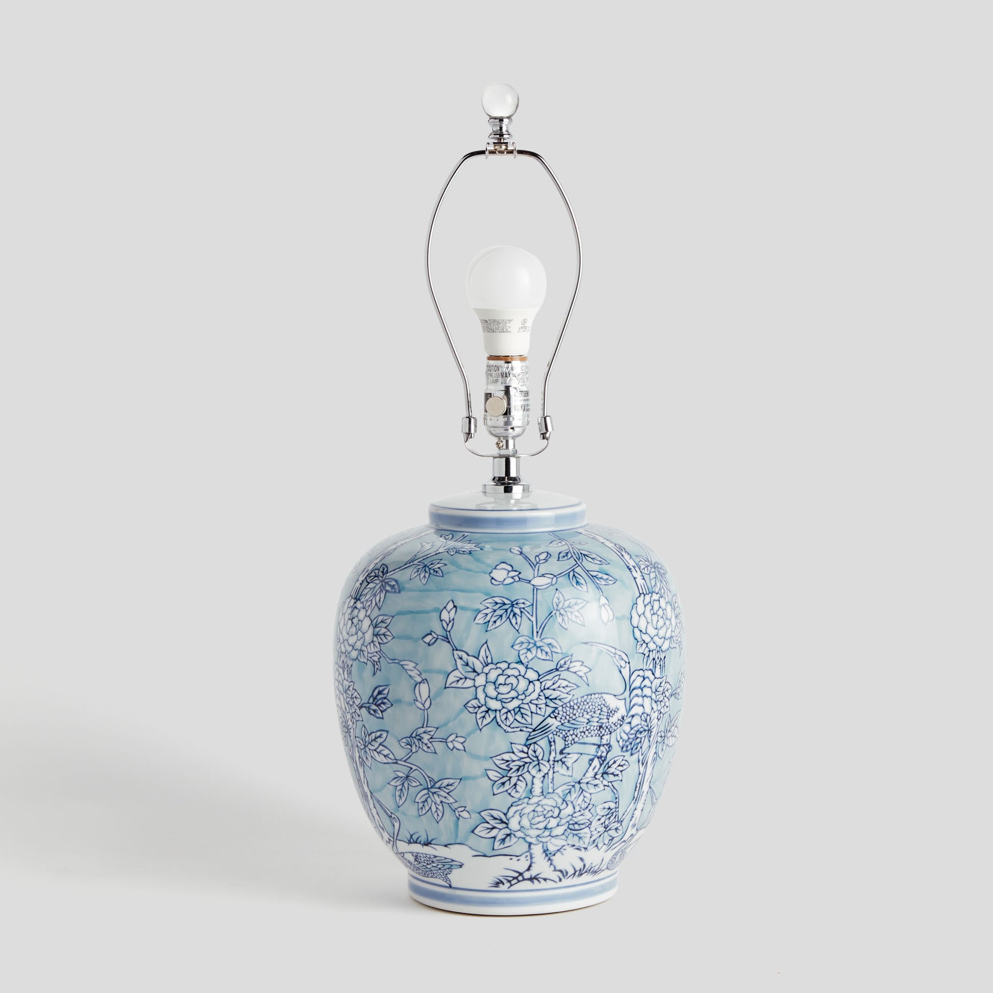Blue white hand-painted chinoiserie porcelain lamp - stylish home accent (Image2).