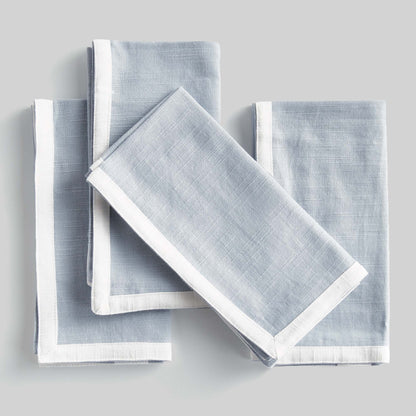 Blue with white border cotton dinner napkins (set of 4) - stylish home accent (Image3).