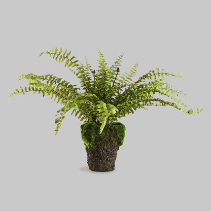 Boston fern faux floral drop-in, 16", with gray background.