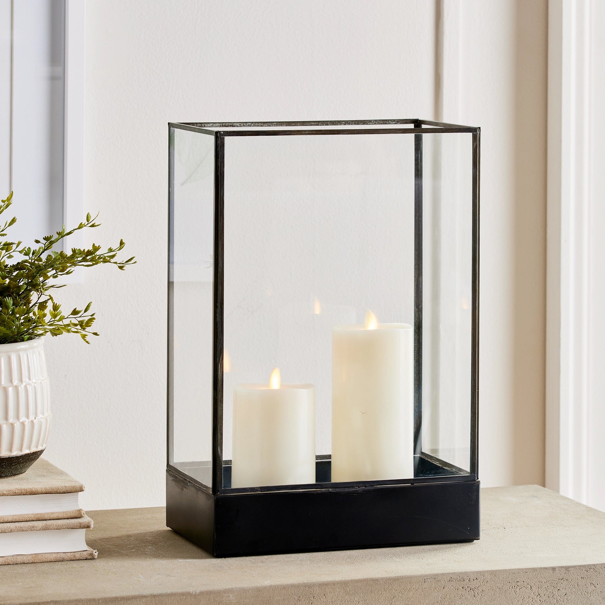 Large square online glass candle holders