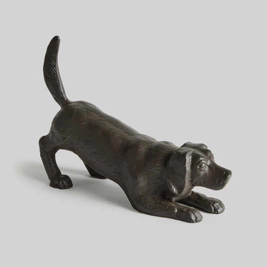 Bronze play bow dog decorative object - stylish home accent (Image1).
