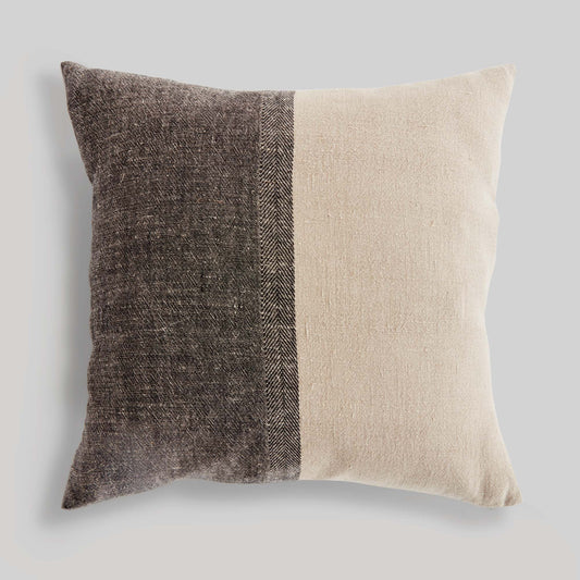 Brown and tan 24 inch linen pillow - stylish home accent (Image1).