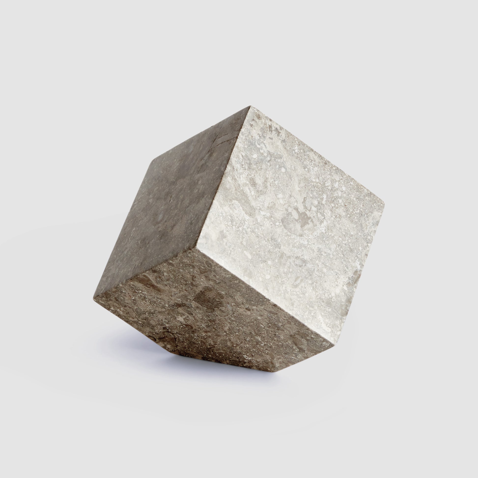 Brown marble cube sculpture - stylish home accent (Image1).