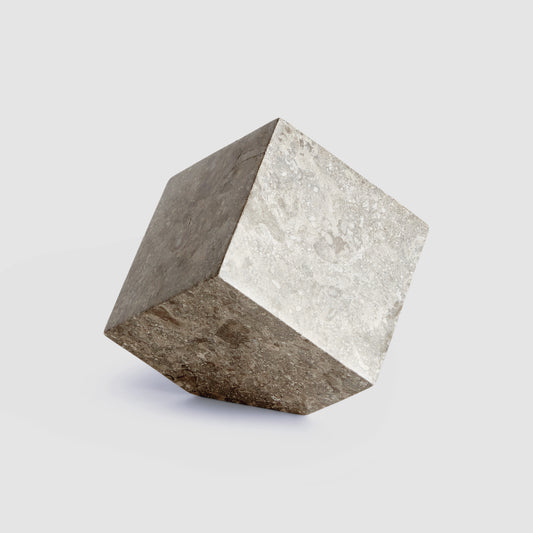 Brown marble cube sculpture - stylish home accent (Image1).