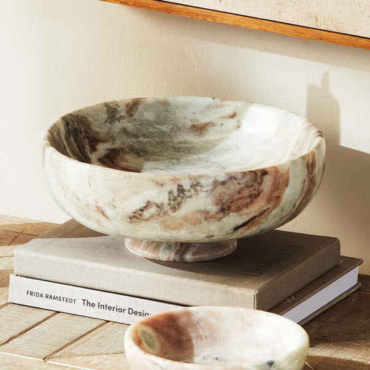 Brown marble footed bowl - stylish home accent (Image1).