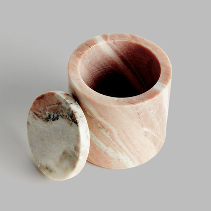 Brown marble round lidded box - stylish home accent (Image3).
