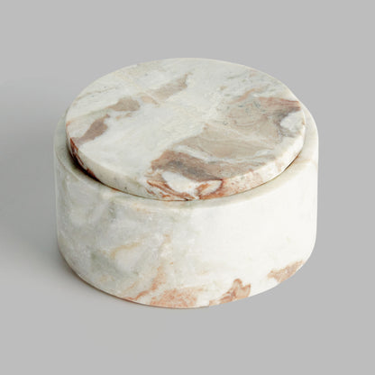 Brown marble round lidded box - stylish home accent (Image2).