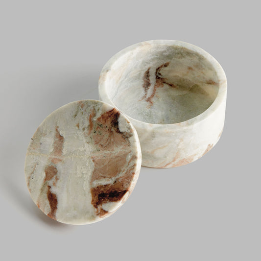 Brown marble round lidded box - stylish home accent (Image3).