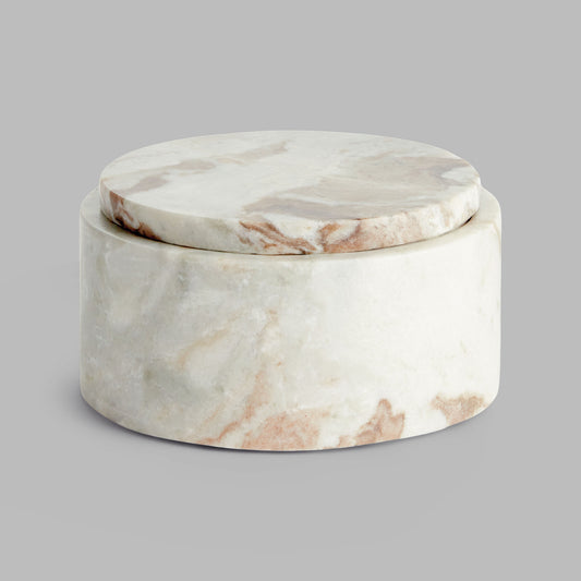 Brown marble round lidded box - stylish home accent (Image4).