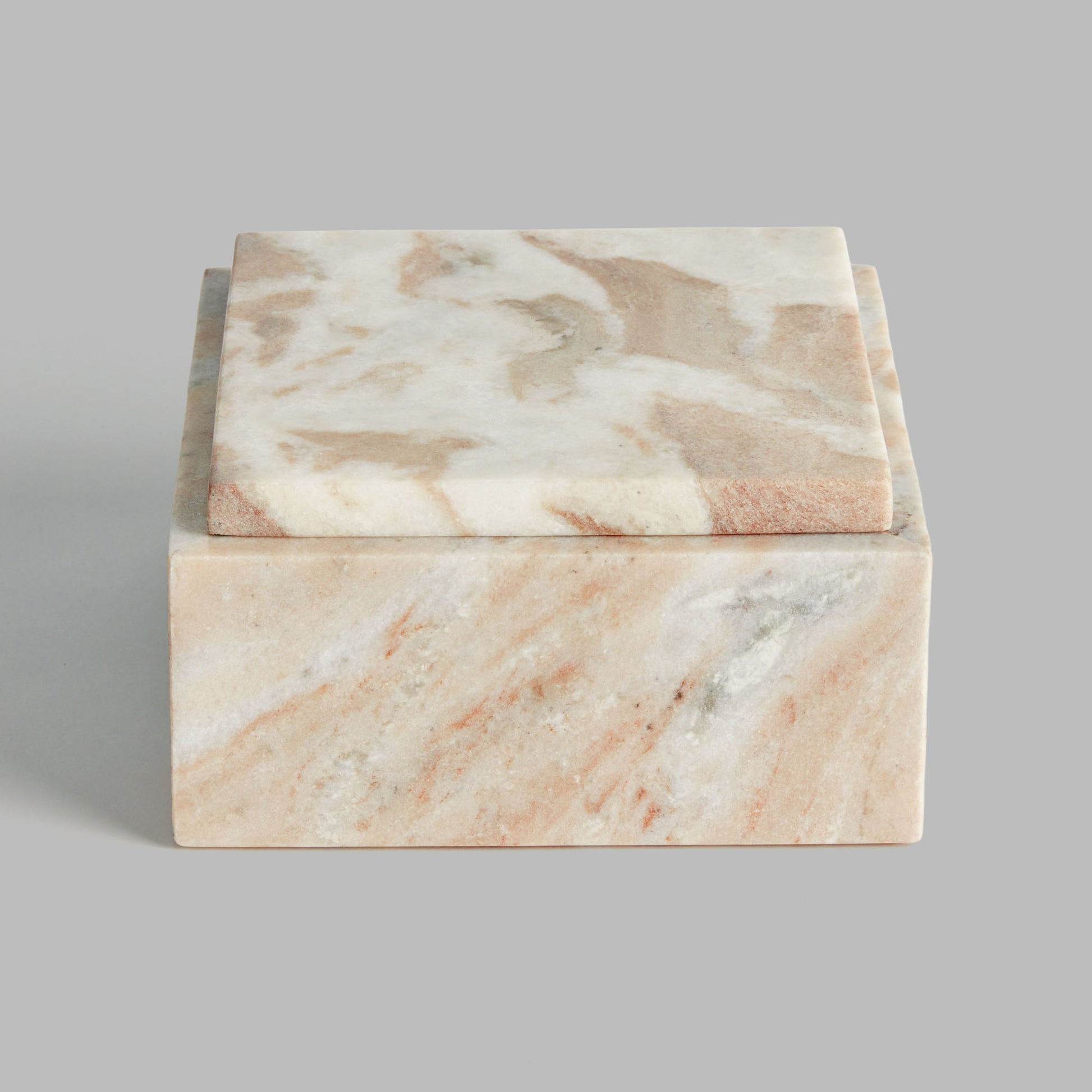 Brown marble square lidded box - stylish home accent (Image2).