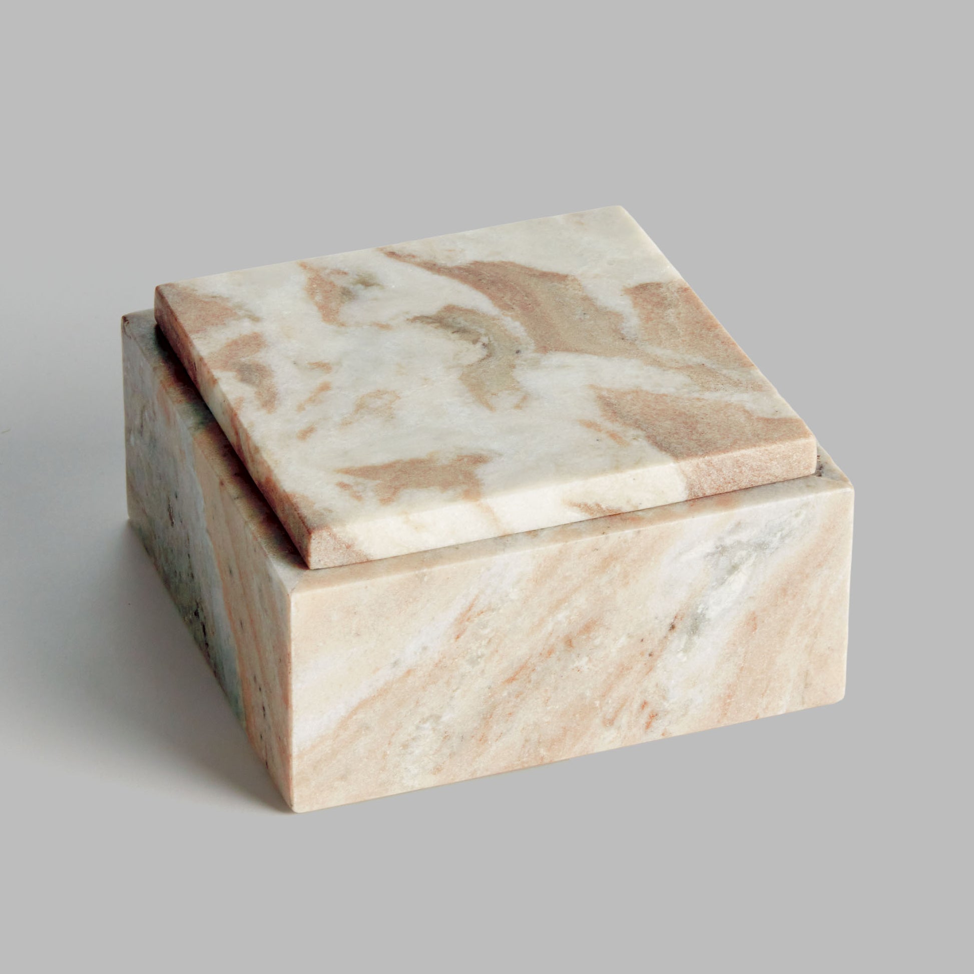Brown marble square lidded box - stylish home accent (Image3).
