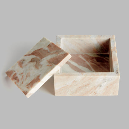 Brown marble square lidded box - stylish home accent (Image4).