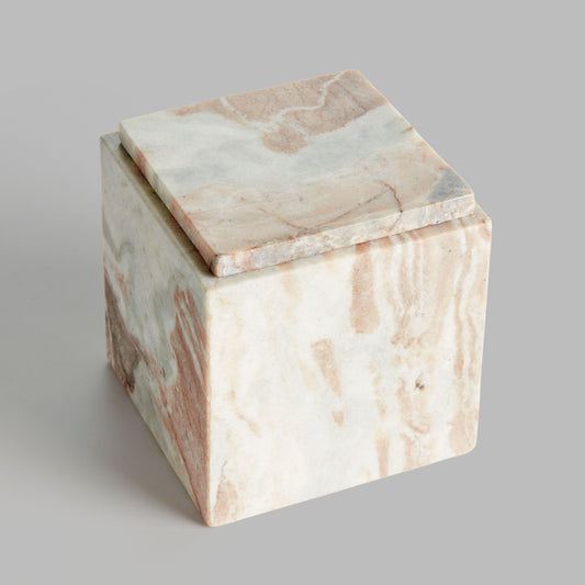Brown marble square lidded box tall - stylish home accent (Image2).