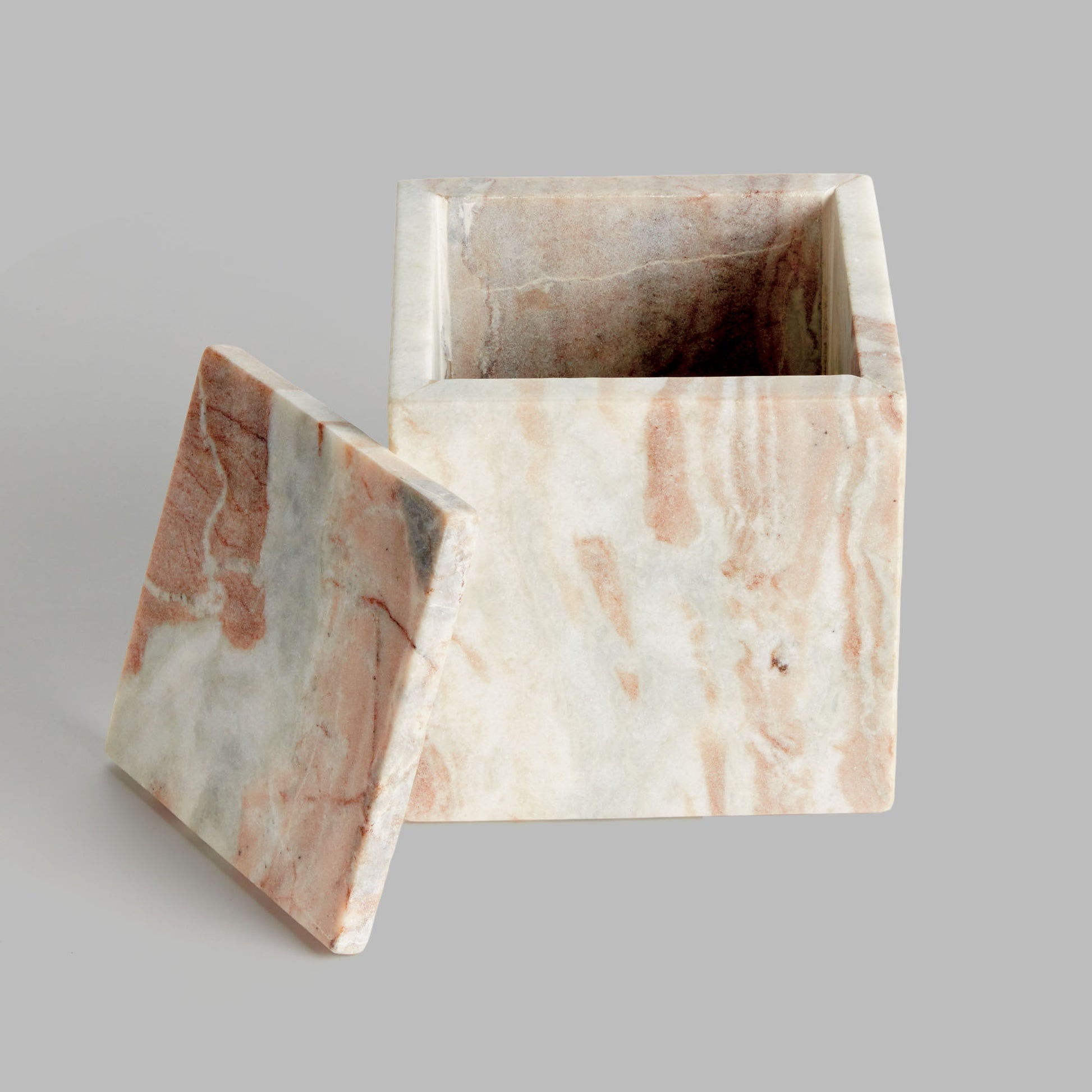 Brown marble square lidded box tall - stylish home accent (Image3).