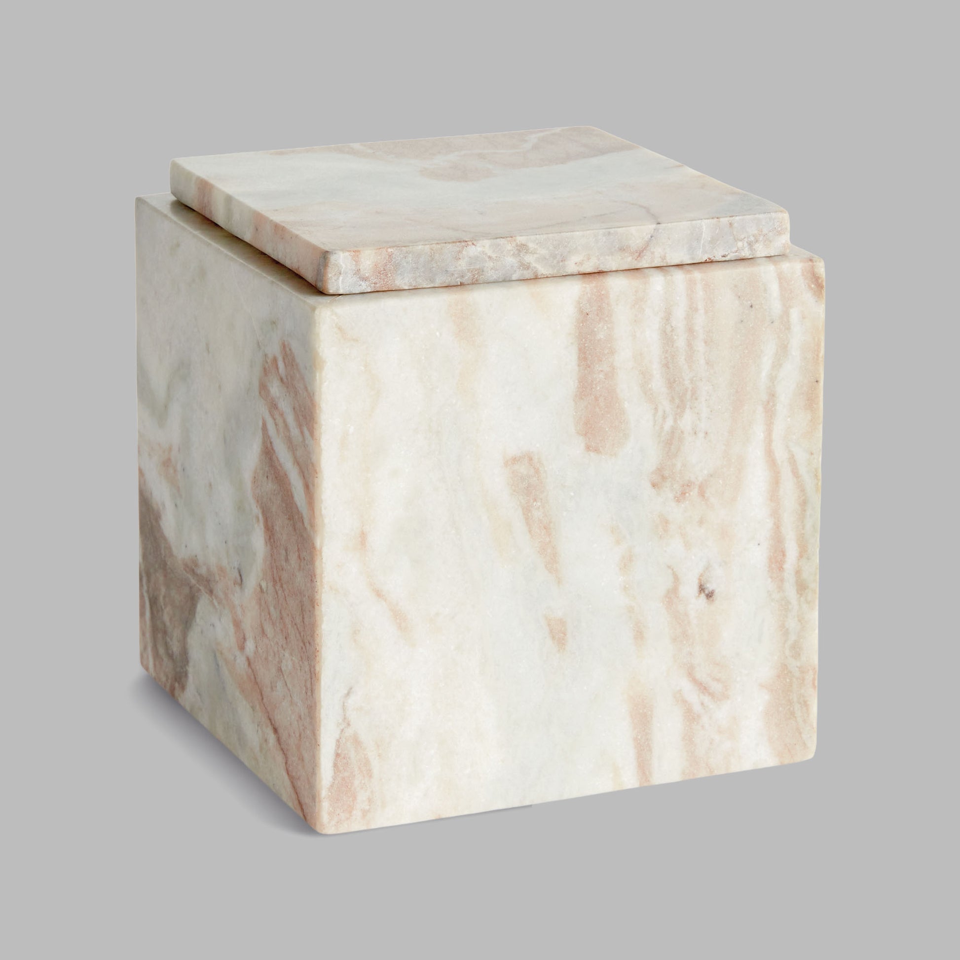Brown marble square lidded box tall - stylish home accent (Image4).