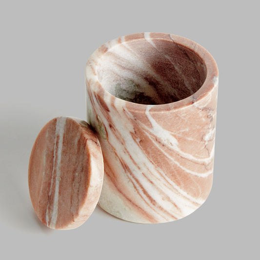 Brown marble tall lidded box - stylish home accent (Image2).