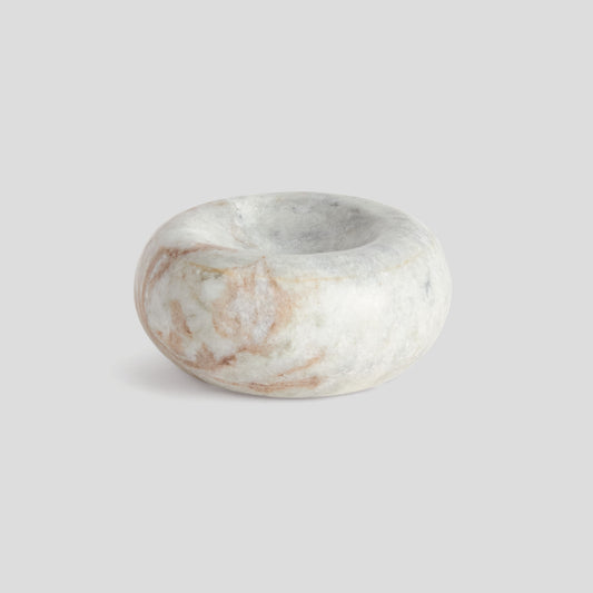 Brown veined marble trinket bowl - stylish home accent (Image1).