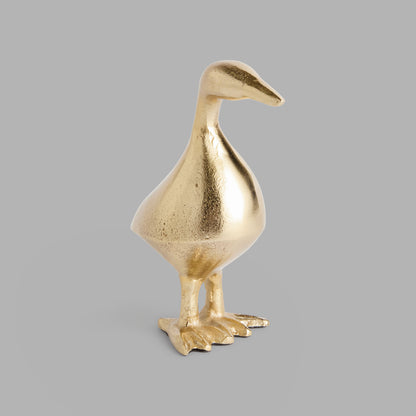 Champagne gold cast aluminum duck sculpture - stylish home accent (Image1).