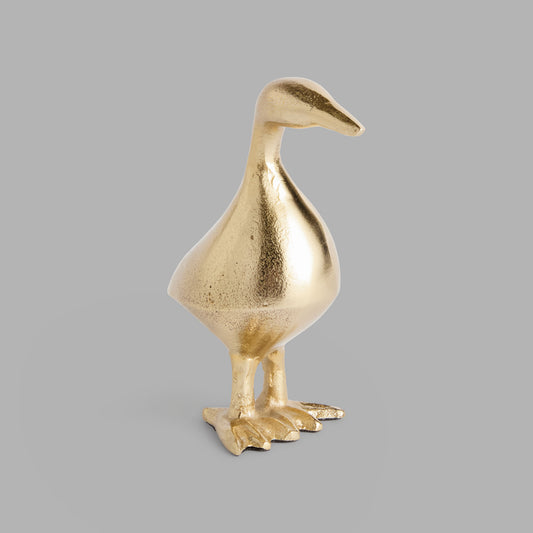 Champagne gold cast aluminum duck sculpture - stylish home accent (Image1).