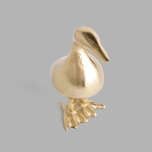 Champagne gold cast aluminum duck sculpture - stylish home accent (Image2).