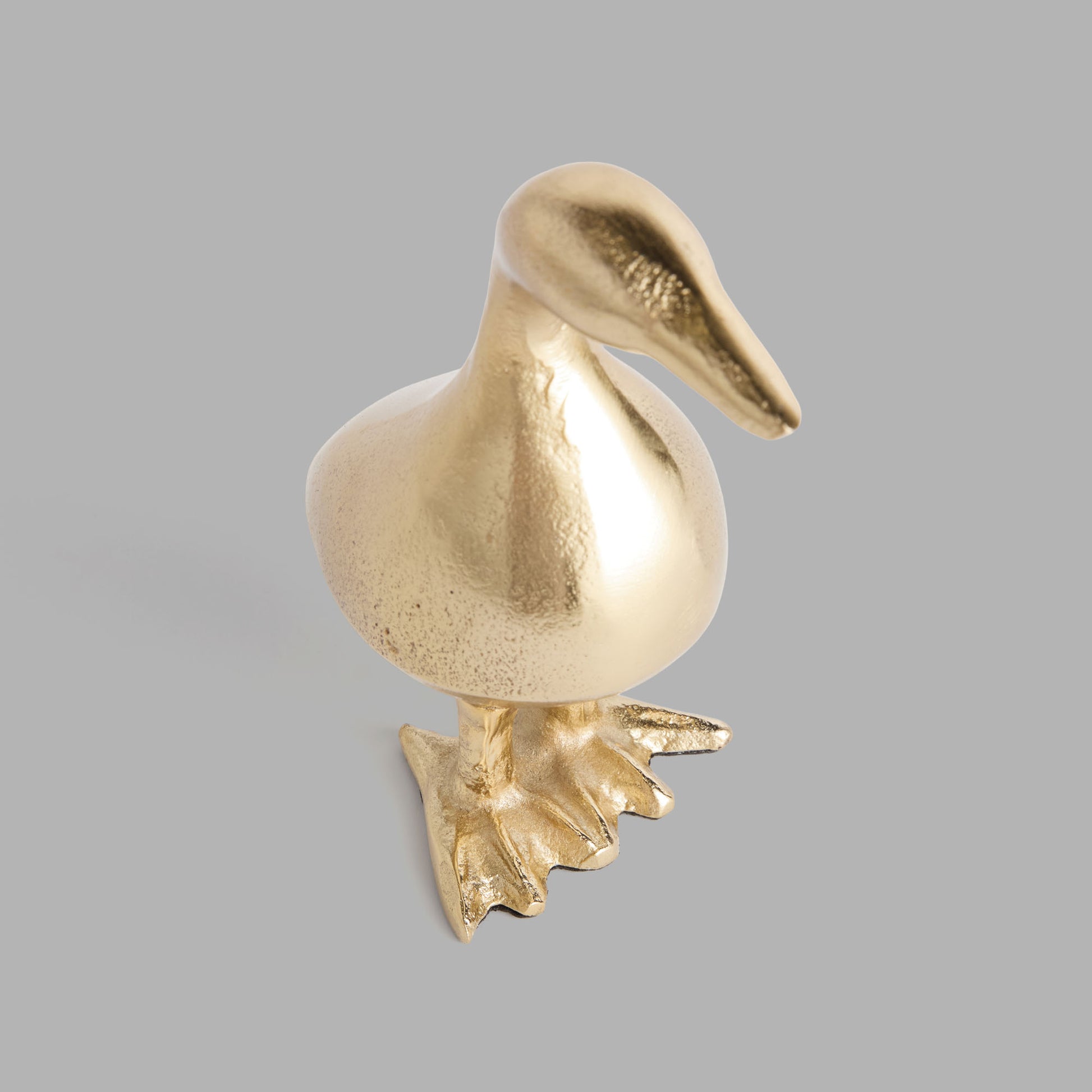 Champagne gold cast aluminum duck sculpture - stylish home accent (Image3).
