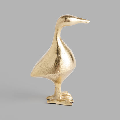 Champagne gold cast aluminum duck sculpture - stylish home accent (Image5).