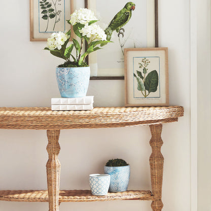 Chinoiserie blue hand-painted porcelain flower pots (set of 3) - stylish home accent (Image2).