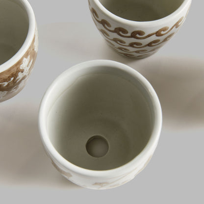 Chinoiserie brown ceramic mini flower pots (set of 6) - stylish home accent (Image10).