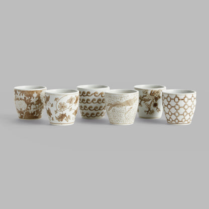 Chinoiserie brown ceramic mini flower pots (set of 6) - stylish home accent (Image2).