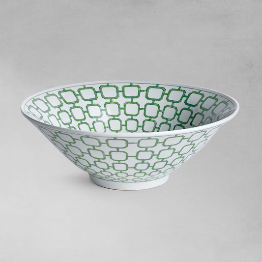 Chinoiserie green ceramic 16 inch decorative bowl - stylish home accent (Image1).