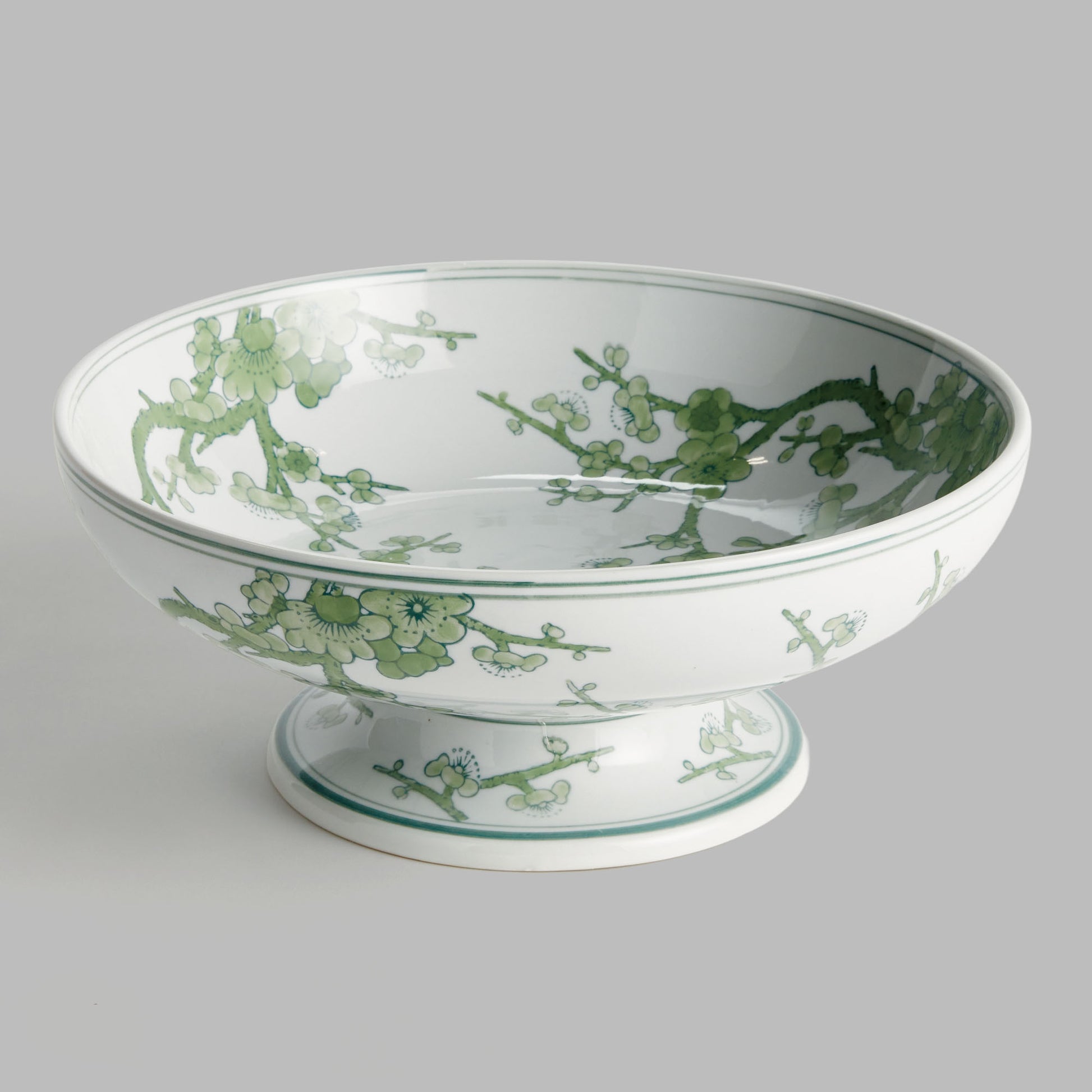 Chinoiserie green ceramic footed bowl - stylish home accent (Image2).
