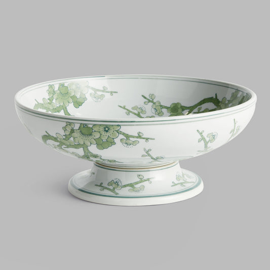 Chinoiserie green ceramic footed bowl - stylish home accent (Image6).