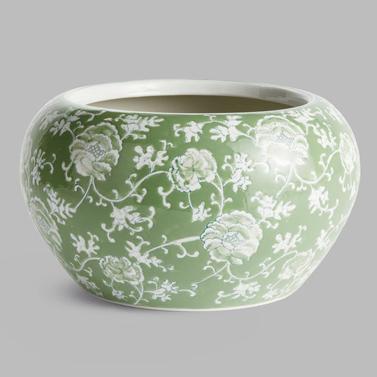 Chinoiserie green ceramic large planter - stylish home accent (Image5).
