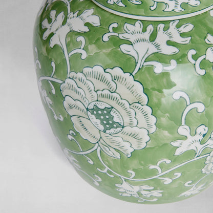 Chinoiserie green ceramic lidded jar - stylish home accent (Image3).