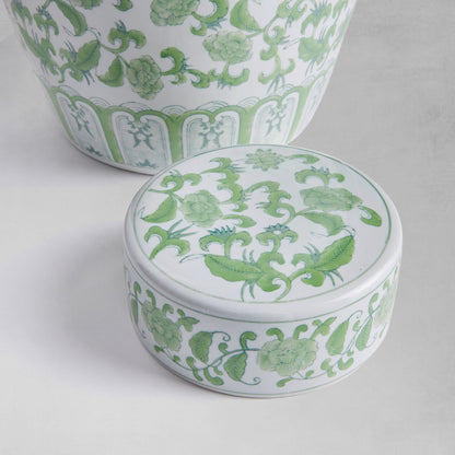 Chinoiserie green ceramic lidded jar - stylish home accent (Image2).