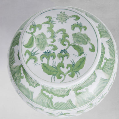 Chinoiserie green ceramic lidded jar - stylish home accent (Image4).