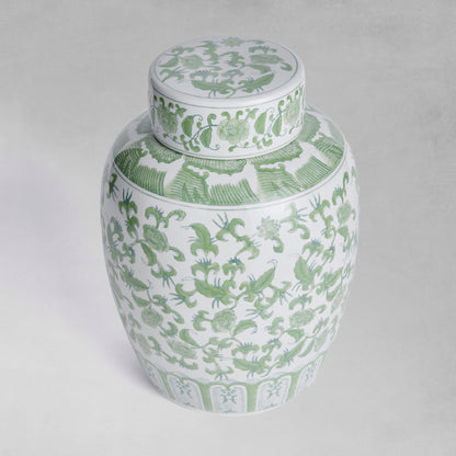 Chinoiserie green ceramic lidded jar - stylish home accent (Image6).