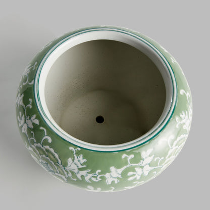 Chinoiserie green ceramic small planter - stylish home accent (Image3).