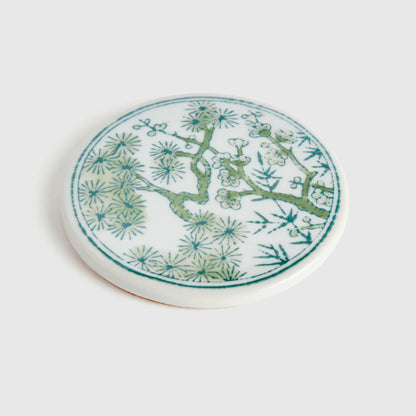 Chinoiserie green porcelain coasters (set of 6) - stylish home accent (Image2).