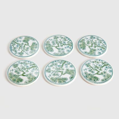 Chinoiserie green porcelain coasters (set of 6) - stylish home accent (Image3).