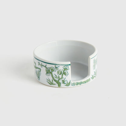 Chinoiserie green porcelain coasters (set of 6) - stylish home accent (Image4).