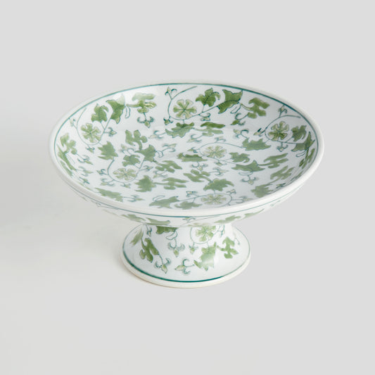 Chinoiserie green porcelain large compote - stylish home accent (Image2).
