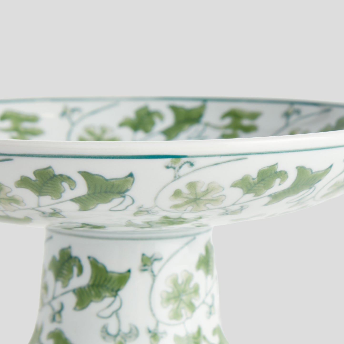 Chinoiserie green porcelain large compote - stylish home accent (Image3).