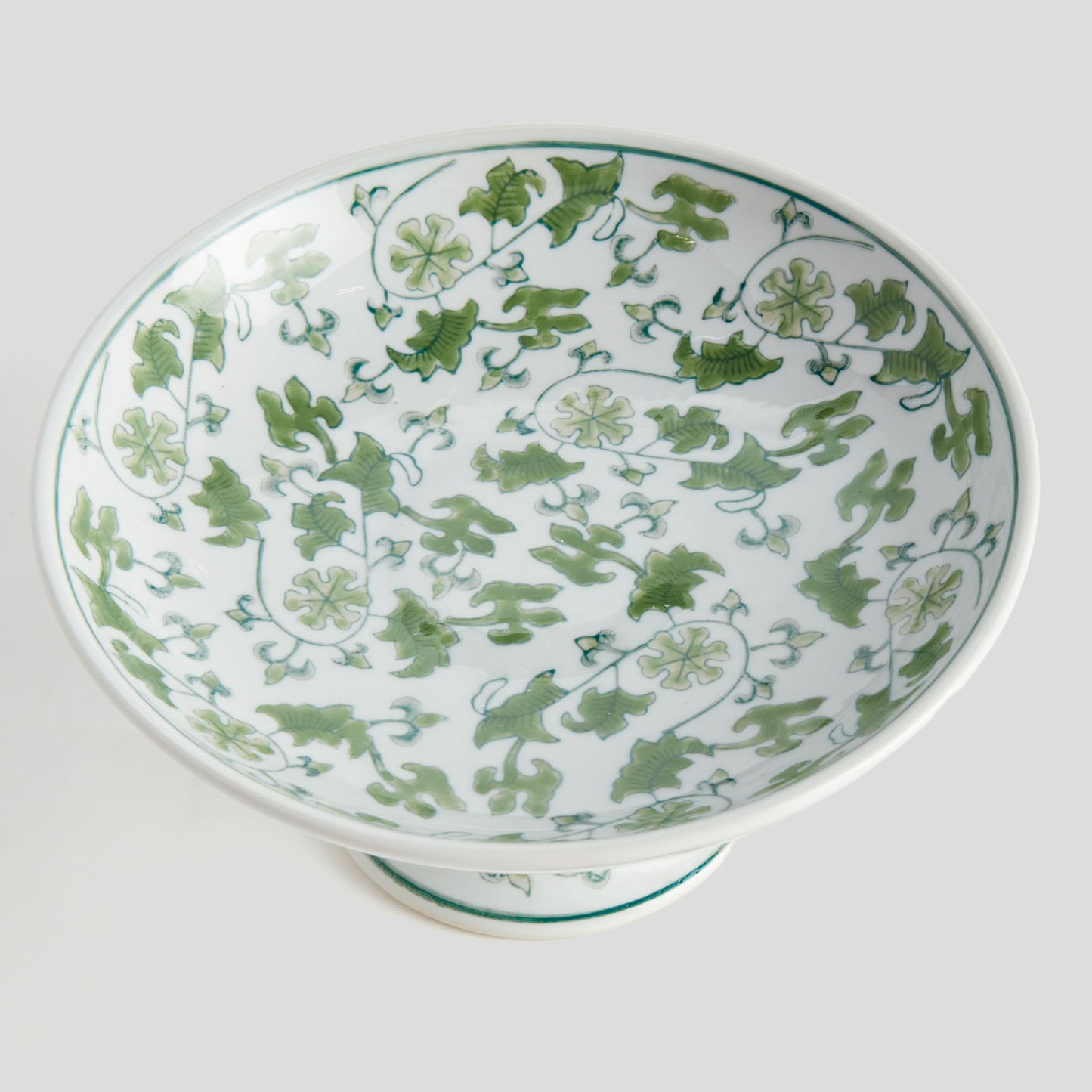 Chinoiserie green porcelain large compote - stylish home accent (Image5).