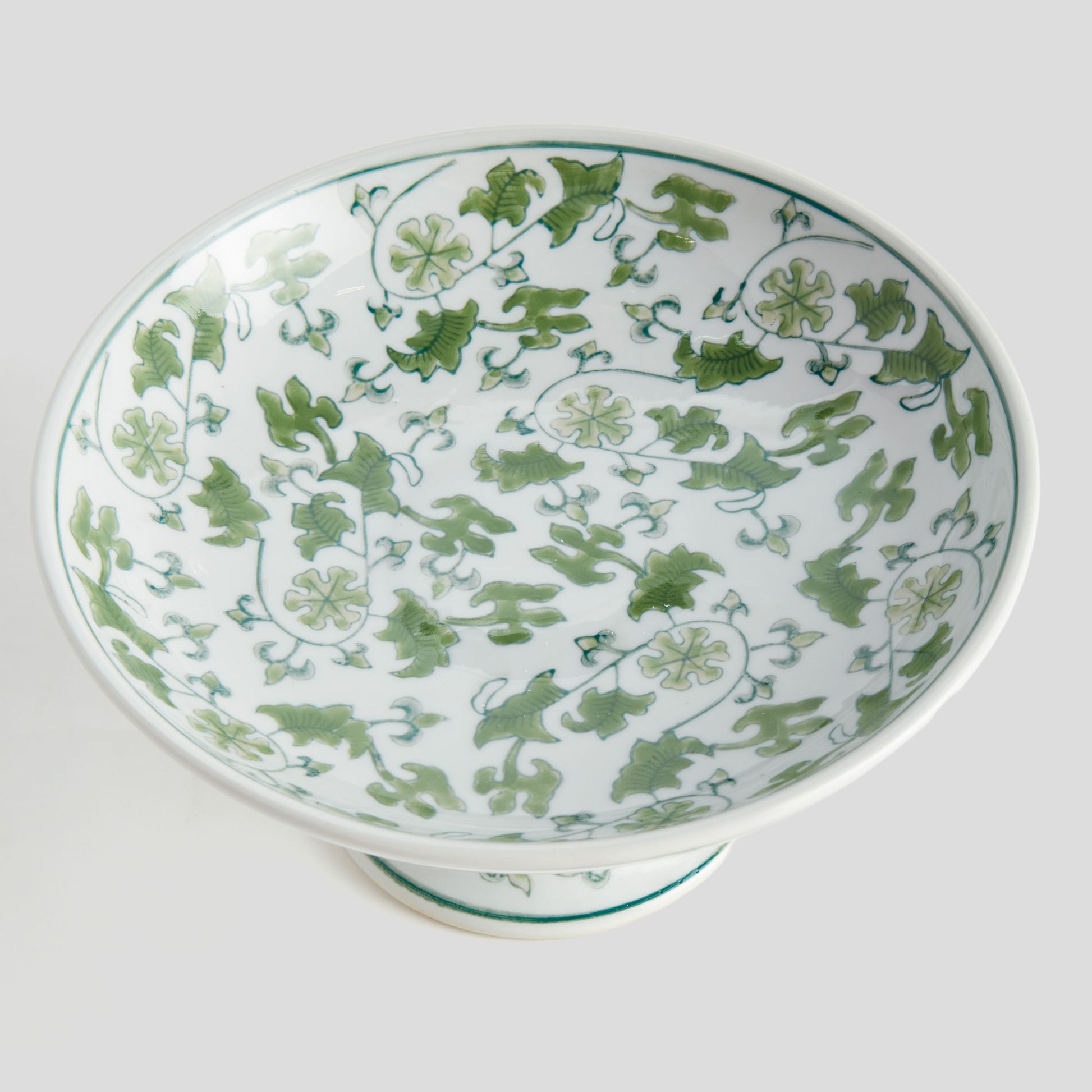Chinoiserie green porcelain large compote - stylish home accent (Image5).