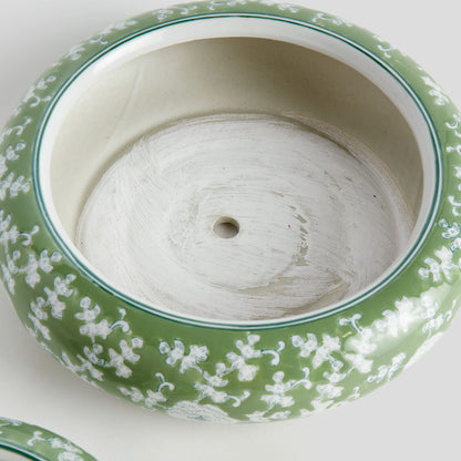 Chinoiserie green porcelain low pots (set of 2) - stylish home accent (Image2).