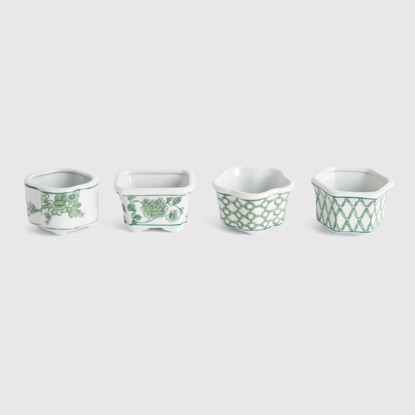 Chinoiserie green porcelain mini pots (set of 4) - stylish home accent (Image1).